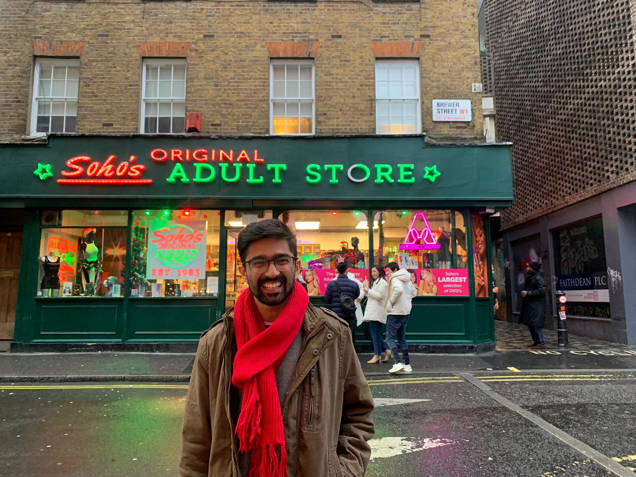 Co-founder Ritesh D Ritelin standing outside Soho’s Original Adult Store