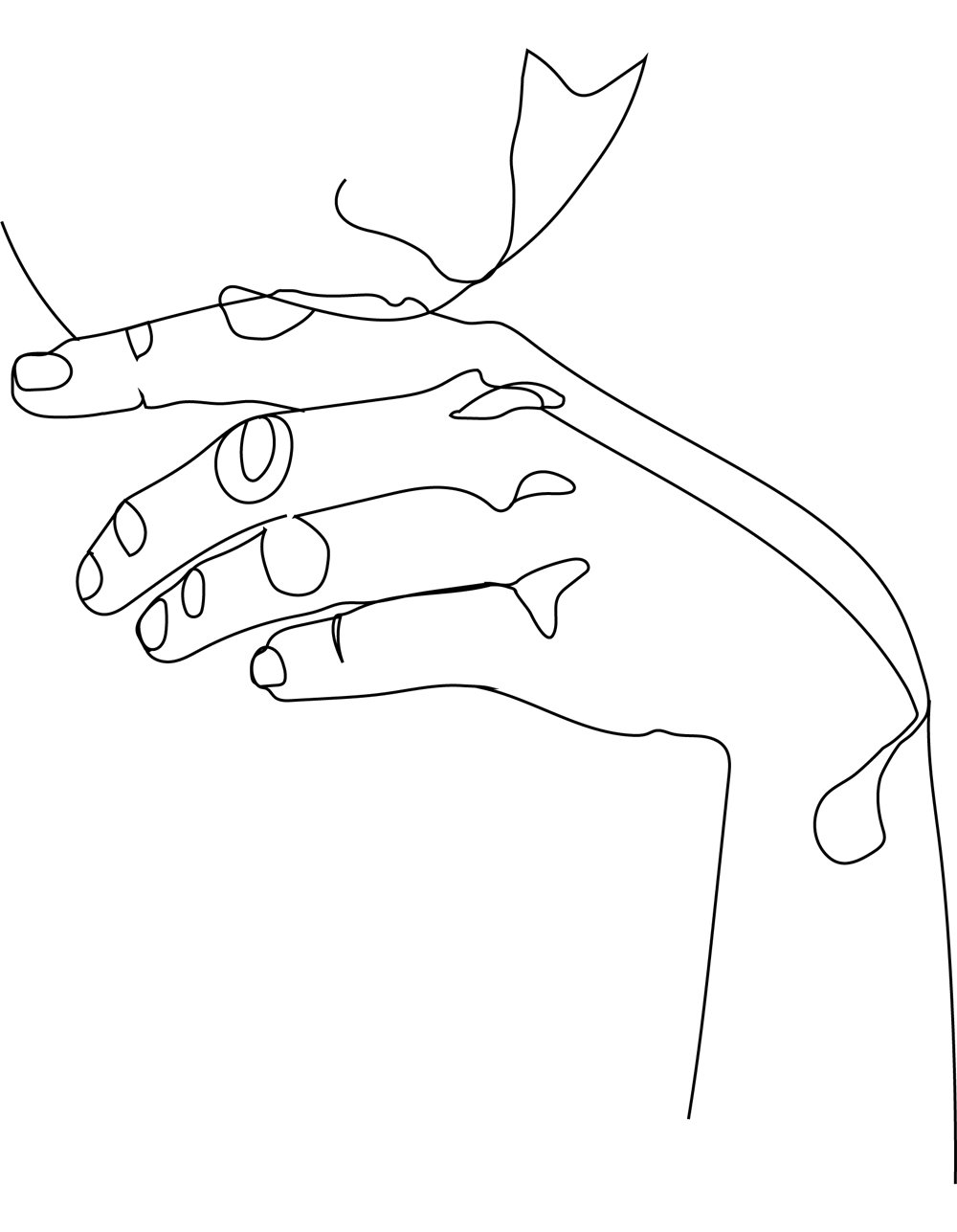 sketch of woman licking liquid off her hand