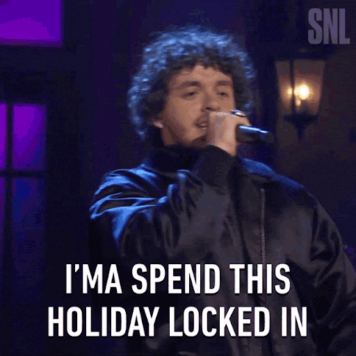 Jack Harlow singing, ‘I’ma spend this holiday locked in.’